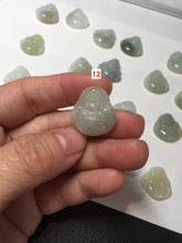 Load image into Gallery viewer, 100% Natural type A icy watery light green white small happy Buddha (拇指佛) jadeite Jade pendant group F131