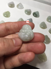 Load image into Gallery viewer, 100% Natural type A icy watery light green white small happy Buddha (拇指佛) jadeite Jade pendant group F131