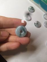 Load image into Gallery viewer, 18mm Type A 100% Natural green/purple/white Jadeite Jade safety Guardian donut Pendant group m99