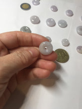 Load image into Gallery viewer, 11.9-19.7mm Type A 100% Natural light purple white gary Jadeite Jade Safety Guardian Button donuts Pendant group AA69