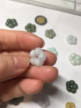 Load image into Gallery viewer, Type A 100% Natural light green/white/purple jadeite Jade Hawaiian flower Pendant AA66