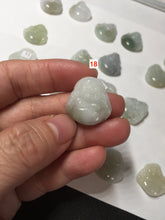 Load image into Gallery viewer, 100% Natural type A icy watery light green white small happy Buddha (拇指佛) jadeite Jade pendant group F131