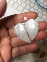 Load image into Gallery viewer, 100% natural type A white purple green yellow jadeite jade leaf pair pendant/earring group BP156