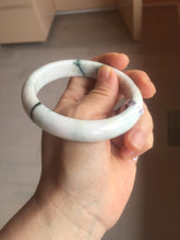 Load image into Gallery viewer, 59.4mm Certificated Type A 100% Natural White purple with green floating flowers Jadeite Jade bangle G110-1-9523