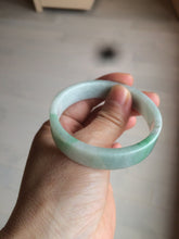 Load image into Gallery viewer, 52.8mm Certified type A 100% Natural sunny green/white square Jadeite Jade bangle BF63-4716