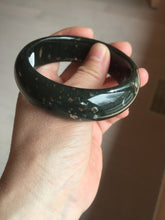 Load image into Gallery viewer, 57.5mm 100% Natural dark green/black meteorite Stellar Night sky broad style nephrite Jade bangle HF109-0066