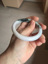 Load image into Gallery viewer, 54.5mm certified 100% natural Type A dark green/purple/white with green floating flowers jadeite jade bangle PB230-2822