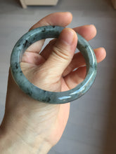 Load image into Gallery viewer, 55mm Certified Type A 100% Natural dark green purple with floating flowers Jadeite bangle PD134-6287