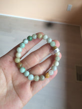 Load image into Gallery viewer, 7-7.6mm 100% natural type A green/white/yellow/brown jadeite jade beads bracelet AQ73