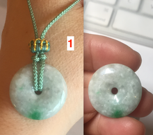 Load image into Gallery viewer, 19.3-22.4mm Type A 100% Natural sunny green/purple/gray Jadeite Jade Safety Guardian Button donuts Pendant group BL147