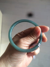 Load image into Gallery viewer, 57mm Certified Type A 100% Natural dark green/blue/gray round cut Guatemala Jadeite jade bangle BG41-2460