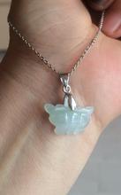 Load image into Gallery viewer, 100% Natural type A icy watery  light green purple white 3D Jadeite Jade butterfly pendant BG47
