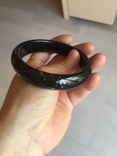 Load image into Gallery viewer, 60.4mm 100% Natural dark green/black meteorite Stellar Night sky broad style nephrite Jade bangle HF117-1025