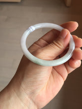 Load image into Gallery viewer, 55mm certified 100% natural Type A light green white purple round cut jadeite jade bangle BS43-4530