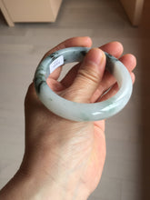 Load image into Gallery viewer, 53mm Certified Type A 100% Natural green white with green floating flowers Jadeite Jade bangle AM97-2725