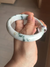 Load image into Gallery viewer, 59.5mm Certificated Type A 100% Natural White green red purple(FU LU SHOU) with green floating flowers Jadeite Jade bangle G110-9511