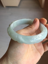 Load image into Gallery viewer, 55.3mm Certified Type A 100% Natural light green with carved Ancient Coin, Auspicious Cloud, and Lingzhi Jadeite Jade bangle PD148-6258