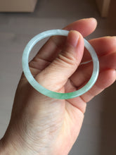 Load image into Gallery viewer, 50.5mm certified 100% natural Type A sunny green/white thin flat jadeite jade bangle BG219-8578