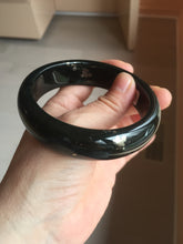 Load image into Gallery viewer, 60mm 100% Natural dark green/black meteorite Stellar Night sky broad style nephrite Jade bangle HF108-0063
