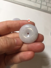 Load image into Gallery viewer, 22.3-26.6mm Type A 100% Natural light purple white Jadeite Jade Safety Guardian Button donuts Pendant BF136