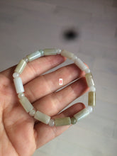 Load image into Gallery viewer, 100% natural type A green/brown/yellow jadeite jade beads bracelet W105