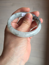 Load image into Gallery viewer, 51.5mm certificated Type A 100% Natural icy watery light green/white with dark green floating flowers chinese ink painting oval Jadeite Jade bangle PB125-7411