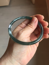 Load image into Gallery viewer, 61mm Certified Type A 100% Natural dark green/blue/gray Guatemala slim round cut Jadeite bangle PD175-2496