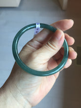 Load image into Gallery viewer, 60mm Certified Type A 100% Natural dark green/blue/gray Guatemala slim round cut Jadeite bangle PD24-3854