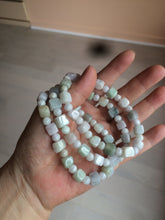 Load image into Gallery viewer, 100% natural type A green/purple/brown/yellow jadeite jade beads bracelet AQ76