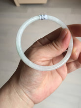 Load image into Gallery viewer, 56mm 100% natural Type A light green white slim round cut jadeite jade bangle AD107-8108