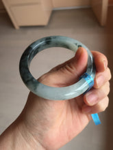 Load image into Gallery viewer, 54mm Certified Type A 100% Natural icy watery dark green/white//black Jadeite Jade bangle BM7-8579