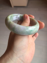 Load image into Gallery viewer, 56.5mm certificated Type A 100% Natural sunny green/purple/yellow  Monet’s Water Lilies Jade bangle E62-1029
