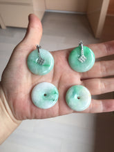 Load image into Gallery viewer, 26-28mm Type A 100% Natural sunny green yellow Jadeite Jade Safety Guardian Button donuts Pendant group BP96