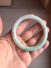 Load image into Gallery viewer, 53.6mm certified 100% natural type A white/sunny green round cut jadeite jade bangle AU38-9812