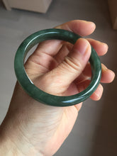Load image into Gallery viewer, 55.5mm Certified Type A 100% Natural oily dark green(老油青)/gray Jadeite bangle BG229-0411