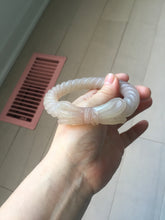 Load image into Gallery viewer, 60.5mm 100% natural light pink Quartzite (Shetaicui jade) carved Bow knot and twist style bangle XY110