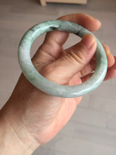 Load image into Gallery viewer, 55.2mm certified 100% natural Type A light green with green floating flowers round cut jadeite jade bangle BS109-2524