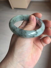 Load image into Gallery viewer, 54.5mm certified 100% natural icy watery light green with dark green flying flowers jadeite jade bangle S90-7079
