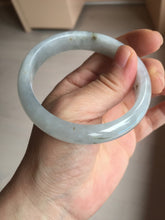 Load image into Gallery viewer, 57.7mm certificated Type A 100% Natural icy watery light green/white with dark green floating flowers Jadeite Jade bangle AD103-5251