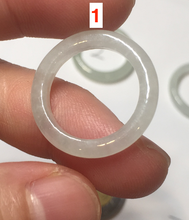 Load image into Gallery viewer, 100% natural type A icy watery light green/white jadeite jade band ring group R116