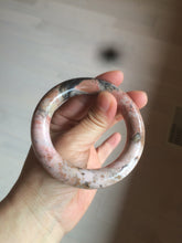 Load image into Gallery viewer, 54.9mm 100% natural red/pink/black chubby round cut rose stone (Rhodonite) bangle XY84