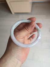 Load image into Gallery viewer, 56mm certified 100% natural type A light green/purple with green fly flowers round cut jadeite jade bangle BN56-3113