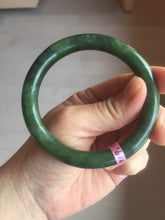 Load image into Gallery viewer, 58.5mm 100% Natural dark green nephrite Jade (碧玉) round cut bangle G39