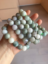 Load image into Gallery viewer, 13.2mm 100% natural type A dark green gray jadeite jade beads bracelet group AT103
