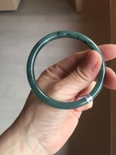 Load image into Gallery viewer, 57mm Certified Type A 100% Natural light green/blue/gray with black floating flowers Guatemala slim round cut Jadeite bangle BP213-1018