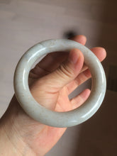 Load image into Gallery viewer, 56.4mm 100% Natural white/beige with floating dandelions chubby round cut nephrite jade bangle HT91