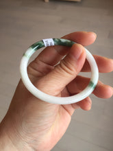 Load image into Gallery viewer, 49mm certified 100% natural Type A dark green white camouflage color oval round cut jadeite jade bangle BG81-3935