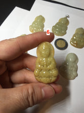 Load image into Gallery viewer, 100% natural white grade A yellow/brown/green jadeite jade Guanyin pendants AX160