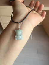 Load image into Gallery viewer, Type A 100% Natural light green white purple jadeite jade cute baby bear pendant AA65
