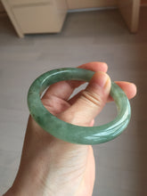 Load image into Gallery viewer, Shopify only. 54mm certified 100% natural Type A icy watery oliy dark green(油青) brown jadeite jade bangle BS103-4060